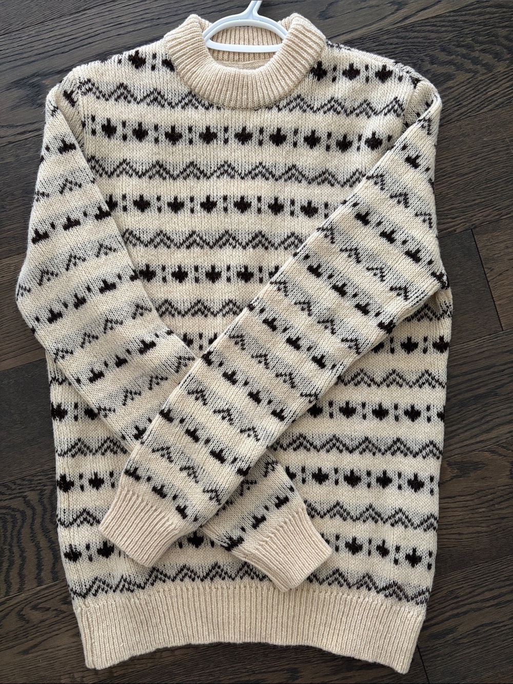 Norse Project x Oi Polloi Men's Cream Brown Nordic Crewneck Sweater Wool Small